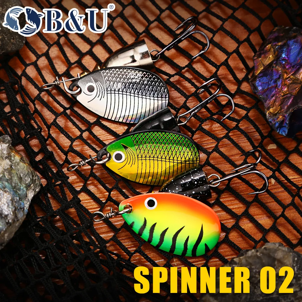 B & U سبينر الطعم الصيد إغراء ملعقة 1 قطعة المياه العذبة المياه المالحة إغراء اكسسوارات خطاف ثلاثي المعادن الصلب إغراء Wobblers معالجة