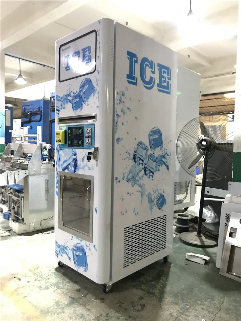 for140kg capacity Outdoor Ice Vending Machine With Auto Bagging Ice Cube Maker Customized Vending Machine Touch Screen Kiosk