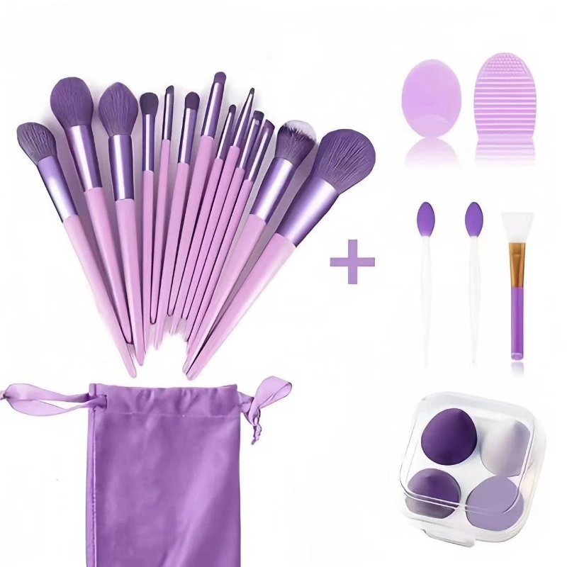 Portable Makeup Brush Set Soft Fluffy Pro Foundation Powder Eyeshadow Blending Tool with Bag Cosmetic Sponge for MakeUp Beginner