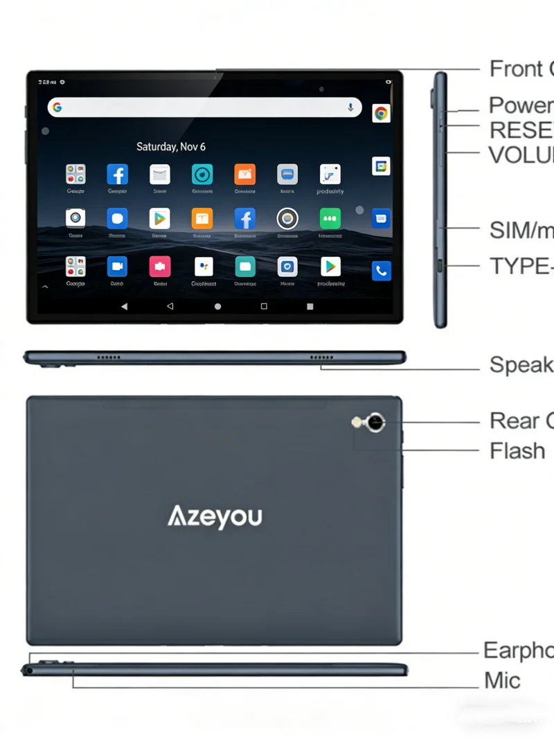 10.1 INCH T10 Android 11 CPU SC7731 Tablet PC 4G Phone Call 2GB RAM 32GB ROM Quad-Core Type-C SIM Card WIFI Dual Camera