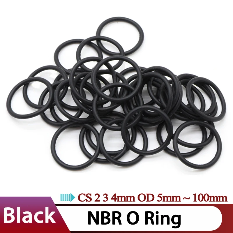 10pcs Black NBR Nitrile Rubber O-Ring Gasket Sealing Washer CS 2 3 4mm OD 5mm ~ 100mm Round O Type Corrosion Oil Resist o-ring