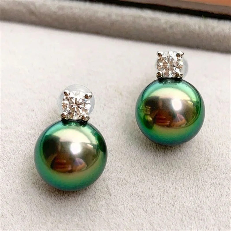 

Senlissi- Retro Palace Colorful Black Pearl Stud Earrings for Women 8-12mm 18K Golden S925 Sterling Silver Womens Jewelry Gifts