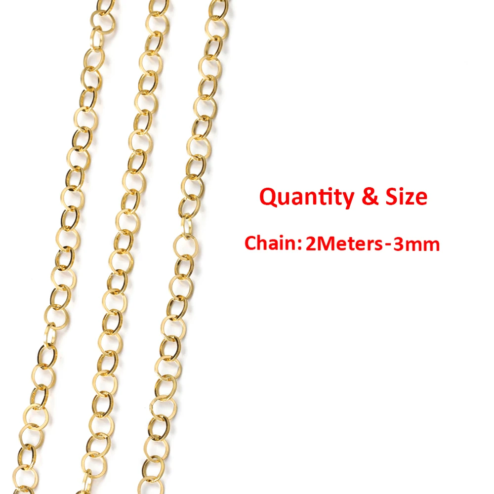 2 Meter 1 Meter Hochwertige Edelstahl-Drehketten für DIY-Halsketten, Armbänder, Kleidung und Schmuckherstellung Zubehör – Detail 13