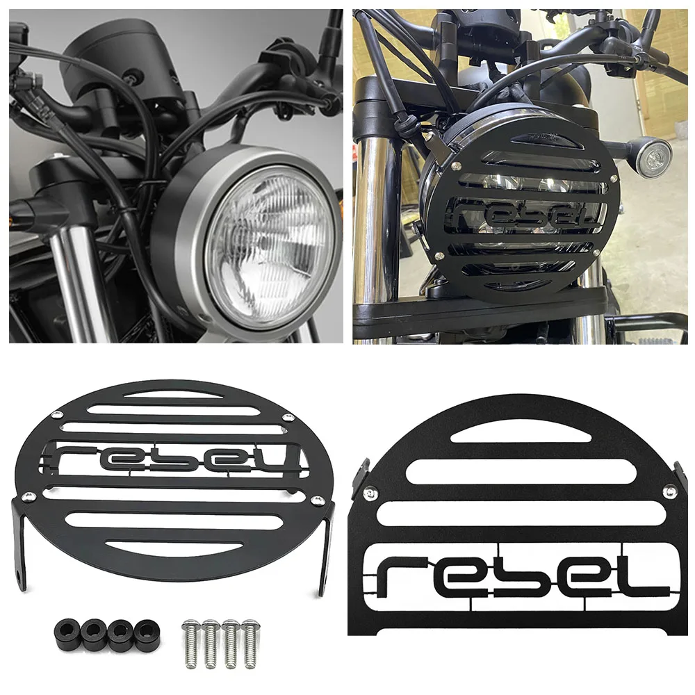 

Fits for Honda CMX 500 REBEL 300 ABS Rebel500 CMX300 2017-2024 Motorcycle Headlight Cover Front Headlamp Shield Grille Guard