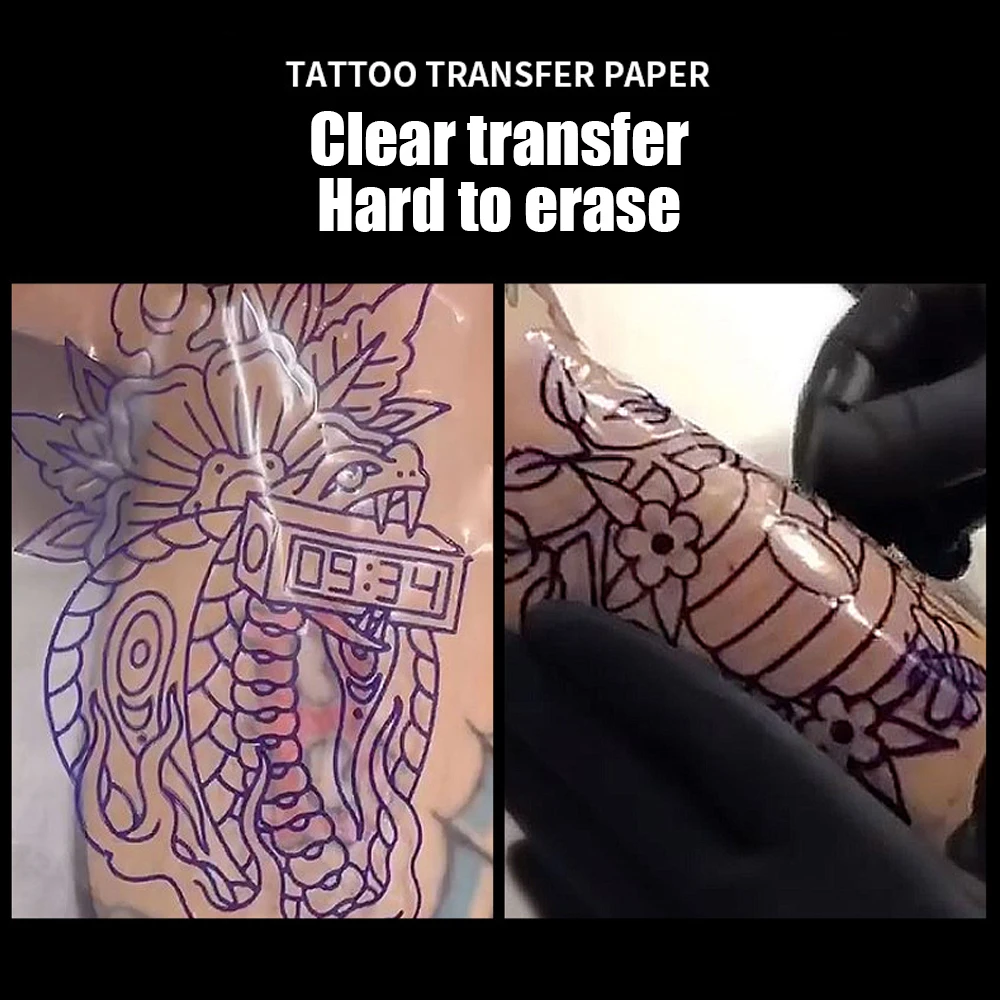 50 Uds. Papel de película de transferencia de tatuaje transparente tamaño A4 plantilla impresora papel fotocopiadora de dibujo papeles de carbono para máquina de transferencia