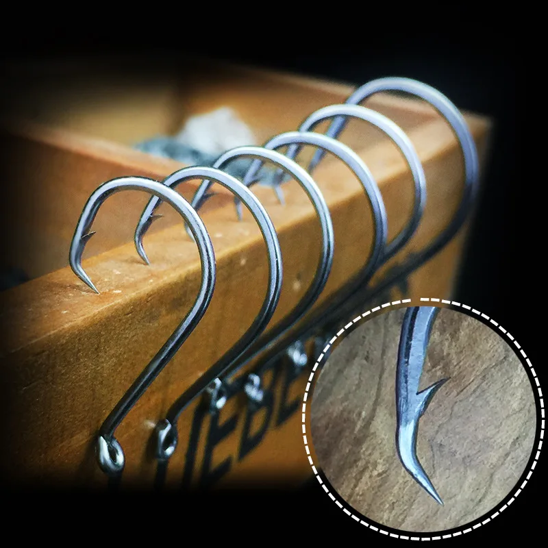 Fishing Hook Black Nickel Eagle Mouth Worm Hooks High Carbon Steel Texas Rig Soft Bait Lure Accessories Fishhook Lot 10 Pieces