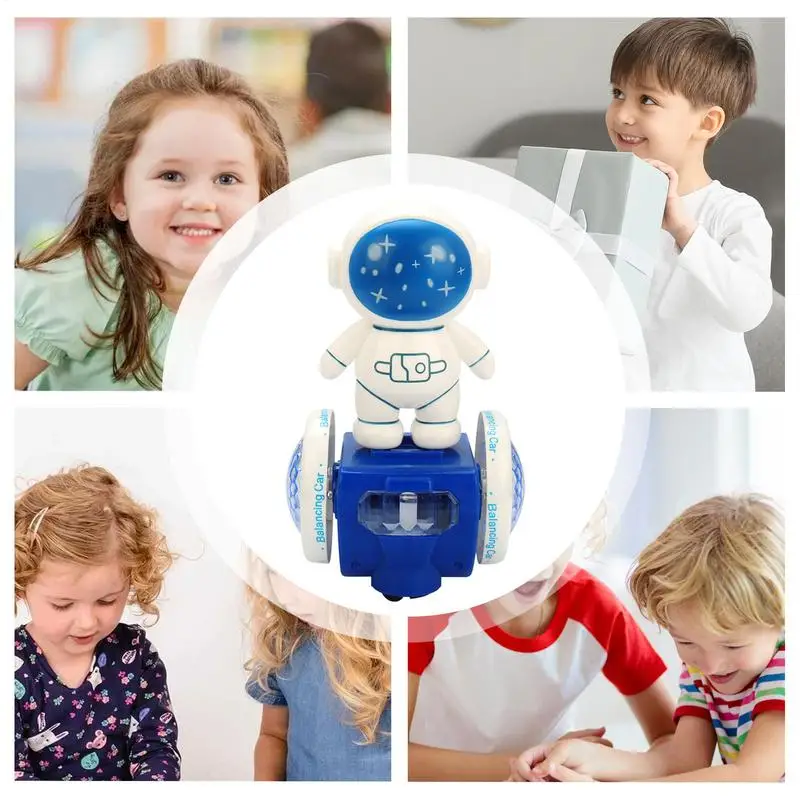 Kids Creative-Luminous Toys Electric Astronaut Balance Car Music Toy For Toddler Colorful Light Press & Go Car Interactive Toys