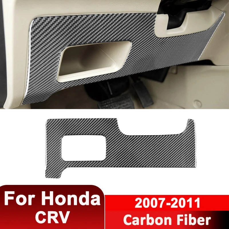 

For Honda CRV 2007-2011 Carbon Fiber Car Main Driver Storage Box Panel Anti-Kick Pad Decorative Sticker Interior Accessories