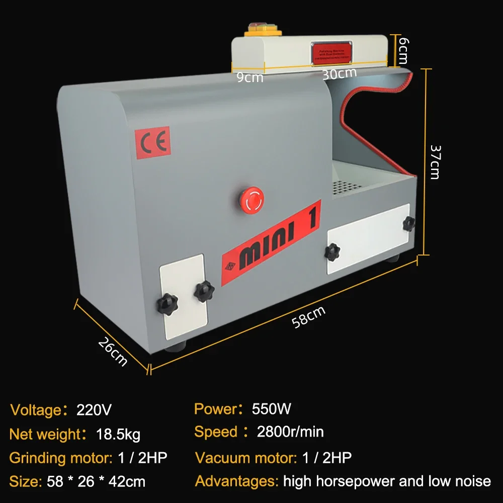 MINI 1 Desktop grinding machine Cloth wheel polisher Vacuuming mirror polishing machine Jewelry Equipment Gold Tools AC220V/110V