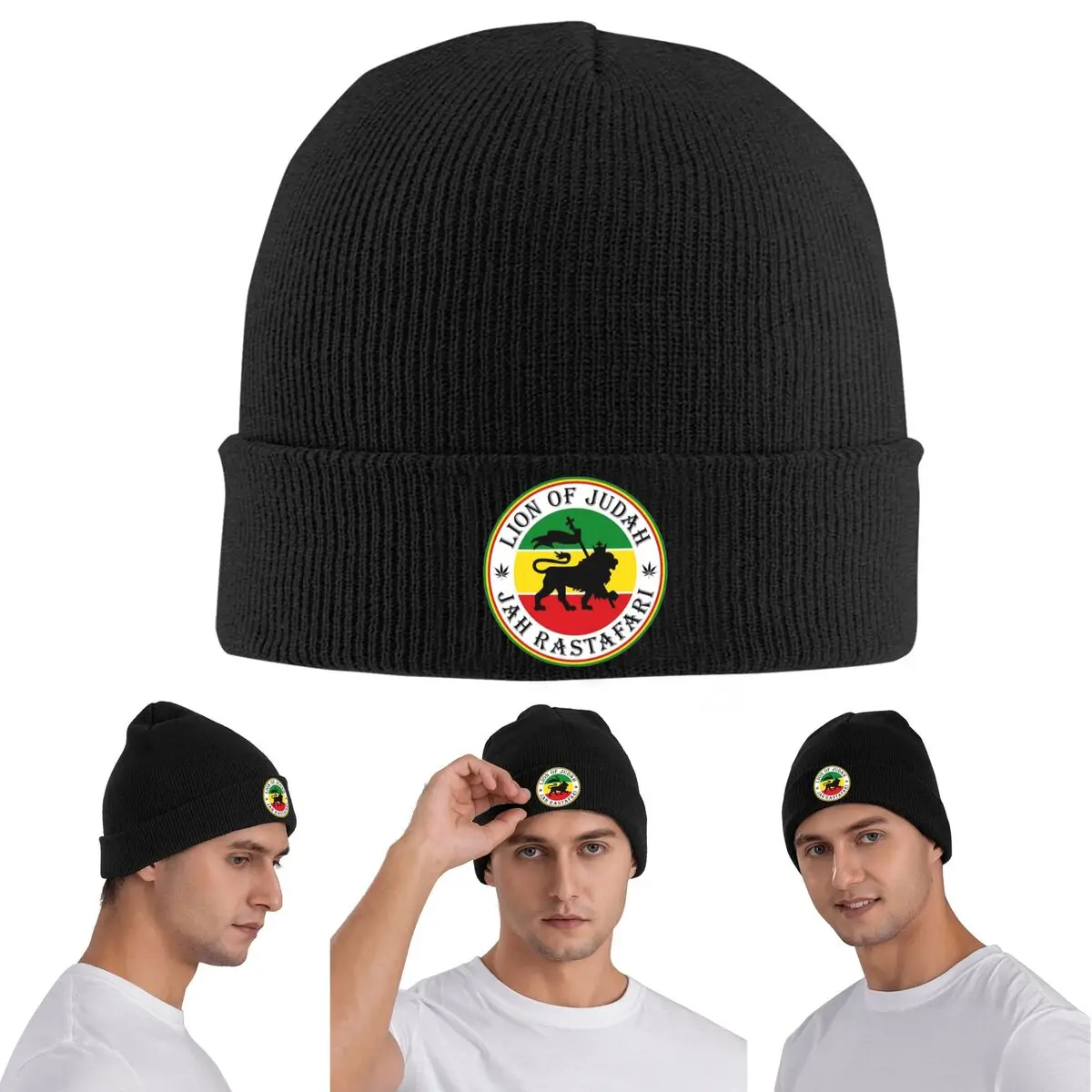 

Rasta Lion Of Judah Star Of David Теплая вязаная шапка Зимняя вязаная шапка Skullies Шапки в стиле хип-хоп для унисекс