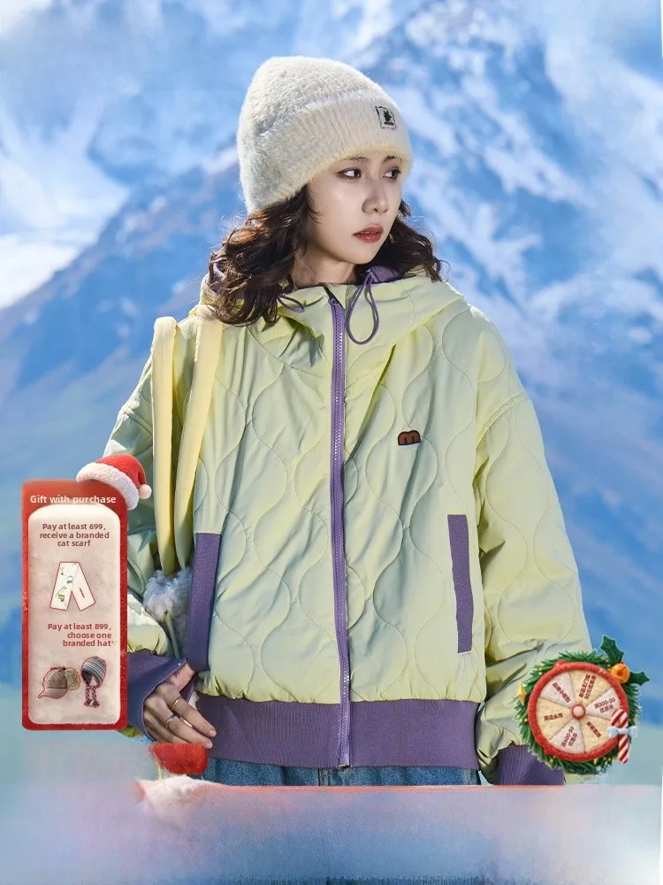 

Maood Cotton Jaet Street Sle Oversized Hooded Zipper Closure Comfortable Warm Casual Faionable Cotton Coat for Women