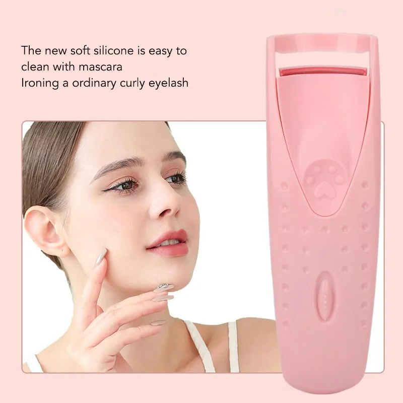 USB Rechargeable Heated Eyelash Curler - Fast Heating, Long-Lasting Curls, Safe & Portable Makeup Tool for Perfect Lashes