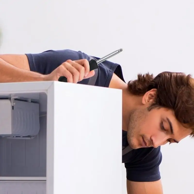 Socket Driver Handle 1/4 Inches 6.3mm Driver Handle Steel Spinner Handle Small Non-Slip Screwdriver Handle Repair Wrench