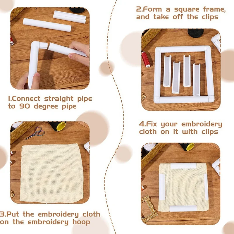 Square Embroidery Hoop Frames White Rectangular Hoop Embroidery Snap Frame DIY Sewing Tools For Quilting Silk-Painting