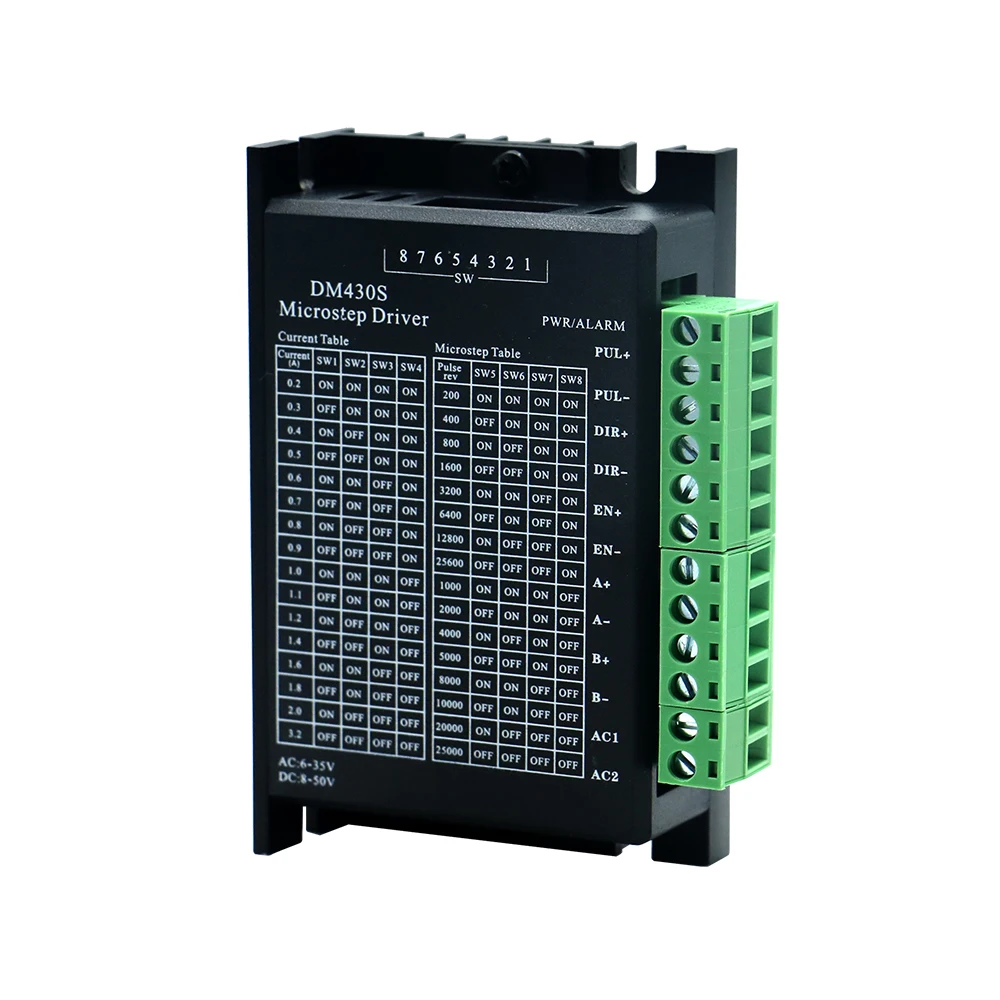 6-35VAC 8-50VDC مرحلتين مفتوحة حلقة محرك متدرج سائق DM430S ل Nema8/11/14 Nema 16 أو Nema 17 محرك متدرج