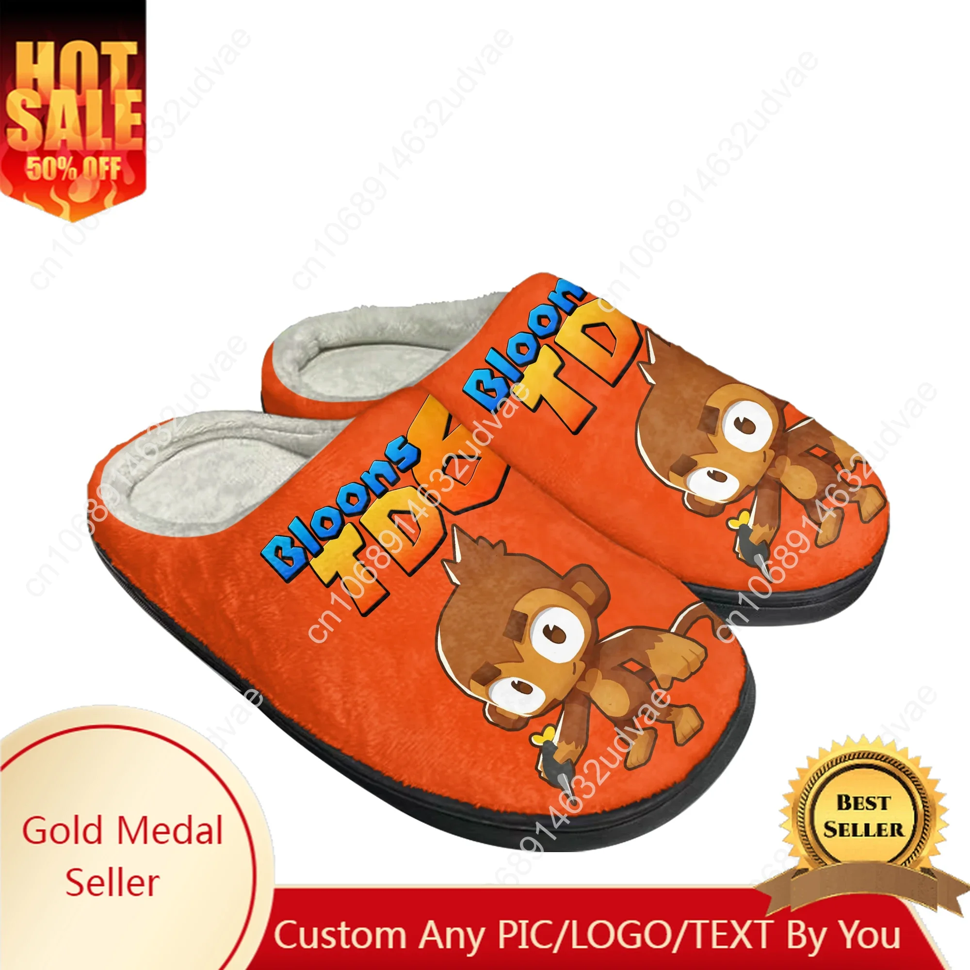 Bloons TD6 coton pantoufles hommes femmes en peluche chambre décontracté garder au chaud maison chambre chaussures thermique intérieur pantoufle chaussure personnalisée