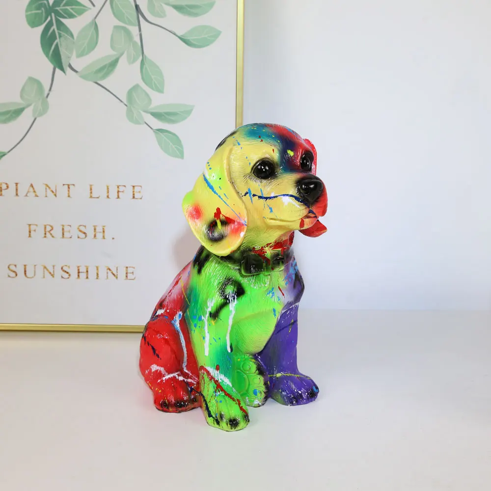 

Creative Modern Fluorescence Spray Color Beagles Statue Home Decor Wine Cabinet Children's gifts Desktop Home Furnishing Decor