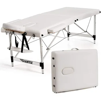 Mesa de masaje de 84 pulgadas, cama plegable con marco de aluminio, altura ajustable, 2 pliegues, cama de masaje de tatuaje para salón Facial profesional