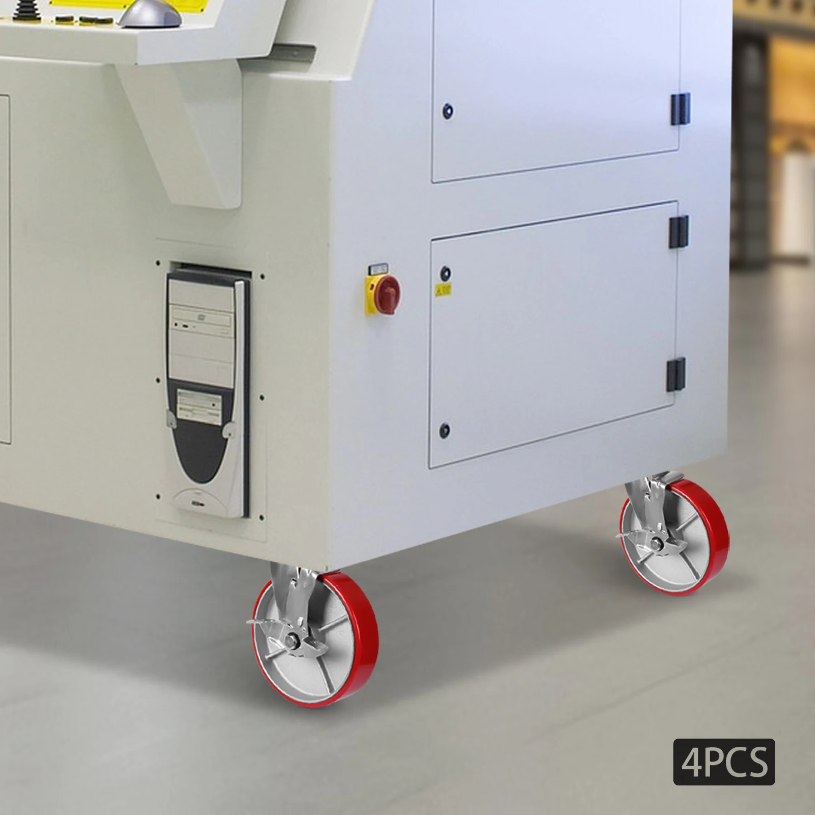 Casters, Industrial Casters Set, Casters with Brakes, Heavy Duty Casters, for Trolley, Workbench & Industrial Equipment, 420kg Max Load