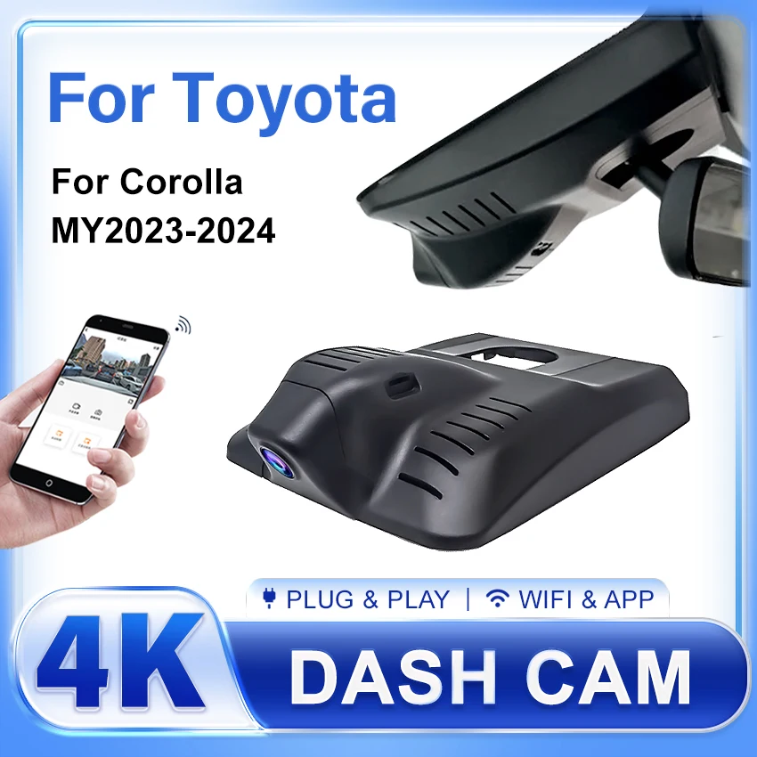 

For Toyota Corolla 2023 2024 12th Gen (E210) Plug and Play 4K Dash Cam Camera Recorder Dashcam WIFI Car Dvr Recording Devices