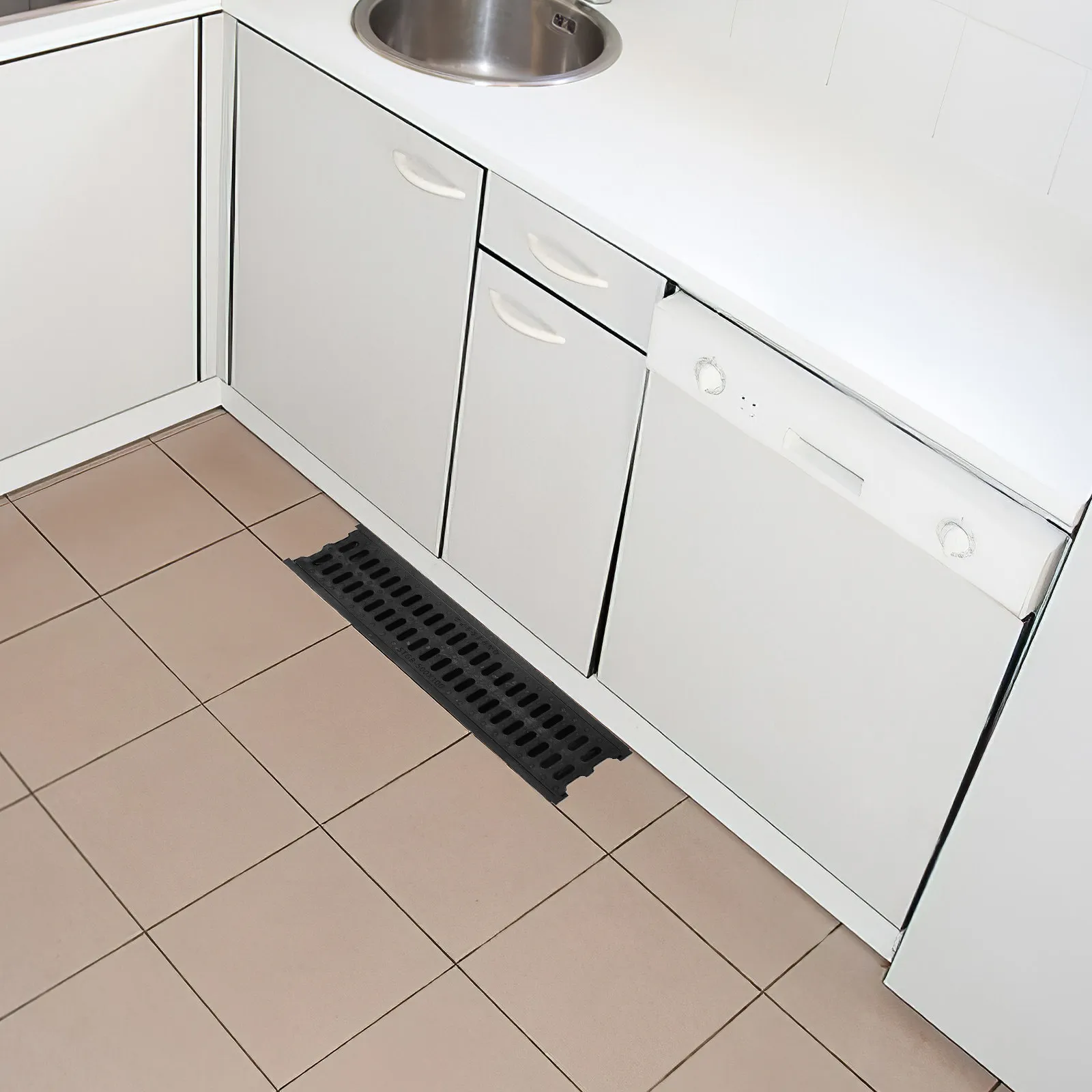 

Hdpe U Shape Trench Drain 20.44x4.91 Inch Black Resin Grate Linear Drainage Channel for Kitchen Balcony Yard Sidewalk Patio