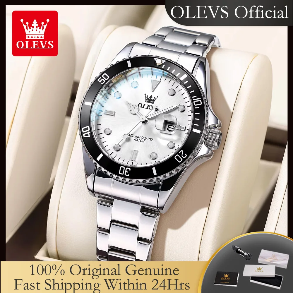 OLEVS 5885 Original Quartz Watches Fashion Rotation Bezel Diving Series Watch For Women Luxury Top Brand Ladies Wristwatches New