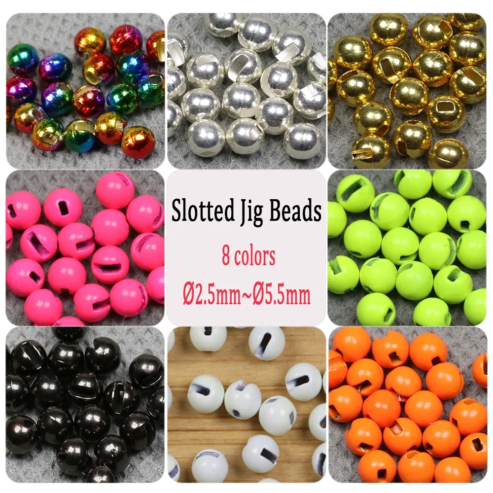 Wifreo 20PCS Slotted Heavy Buty Beads Beadhead 2.5mm-5.5mm Fly Tying Material For Jig Nymph Trout Fly Fishing Lure Accessories
