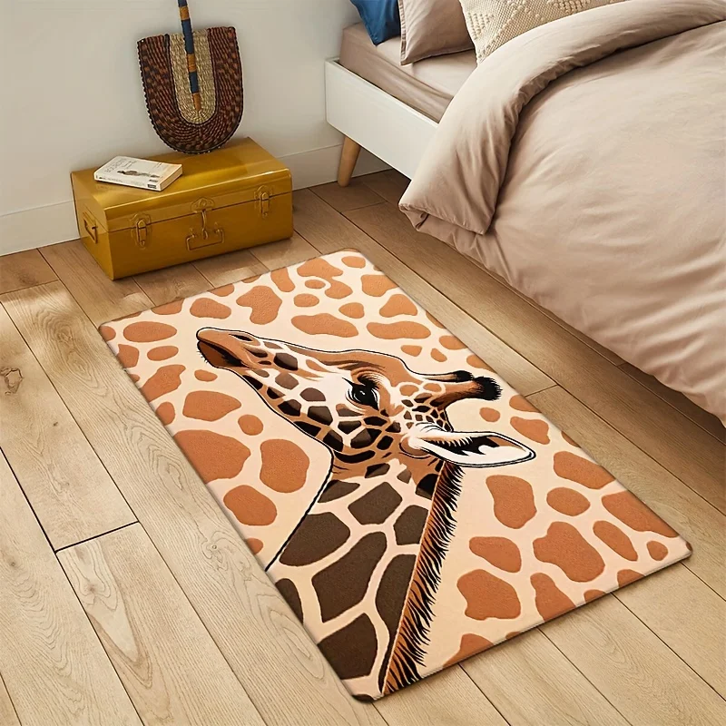 Cute Giraffe Door Mat, Animal Print Non-Slip Floor Rug for Bedroom or Entryway Decor multiple sizes