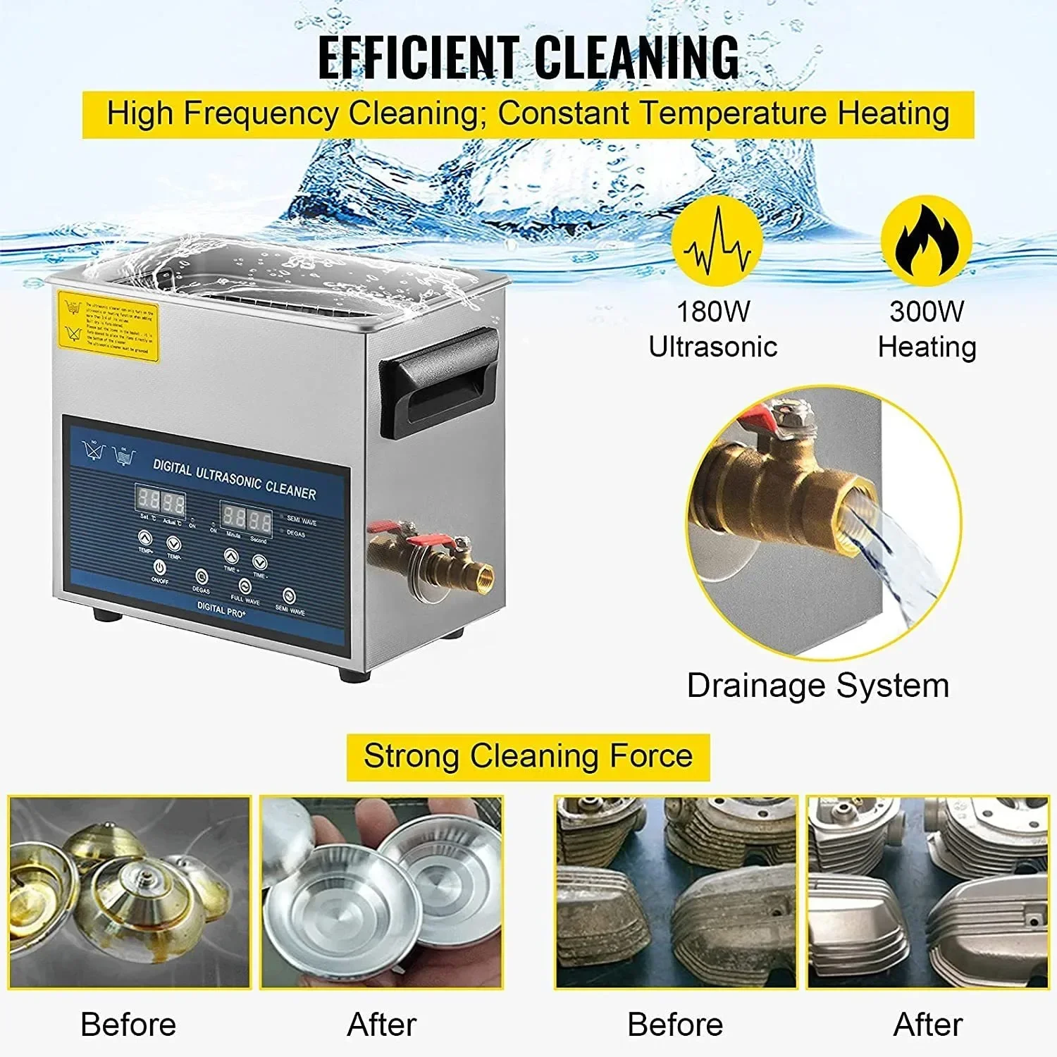 3/6/10/30L Ultrasonic Cleaner 28/40KHz Dual Frequency Digital Ultrasonic Cleaning Machine with Degassing Function Clean Machine