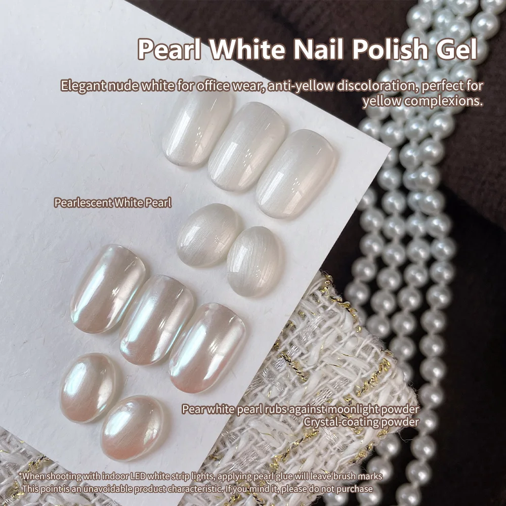 KANIU Pearl White Thread Gel Nail Polish One Coat Satin Pearl Nail Varnish Pear White Satin Coating Nail Gel Polish 5/20ml