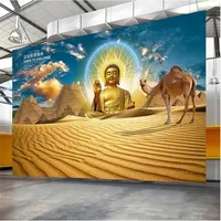 Custom wallpaper Desert Camel Enterprise Egyptian Buddhist Creative Background Wall Tathagata Palm Dharma Boundless 3d wallpaper