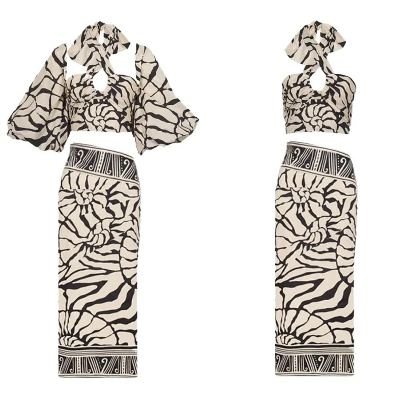 Neuer Damen-Badeanzug, Strandmode, einteilig, lang, Sve Ne, hängendes Druckdesign, Polyesterstoff, Strand, Dr. Cross-Border