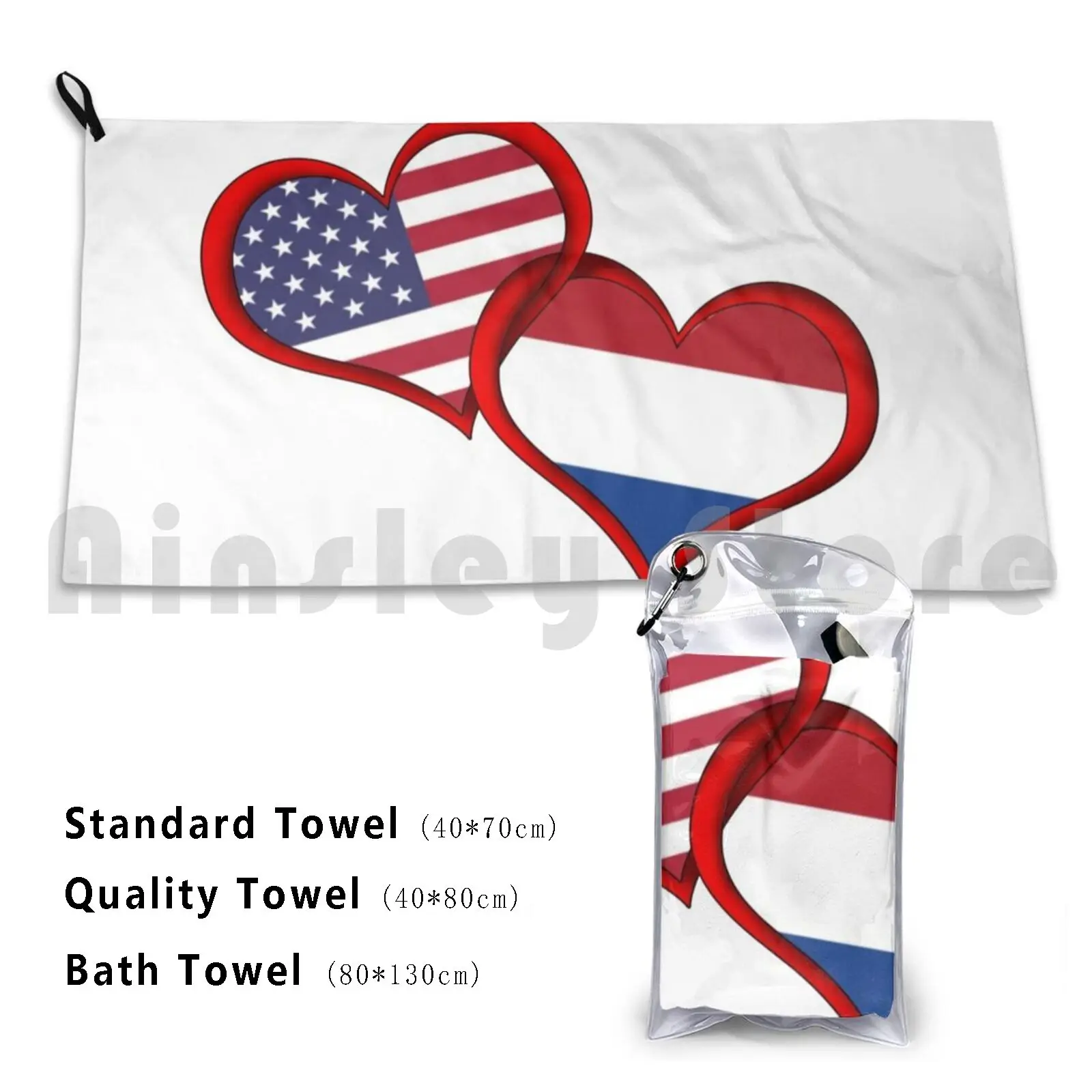 U.s. / Netherlands Love Bath Towel Beach Cushion Love Couples Travel Love Is Essential Love Is Not Tourism