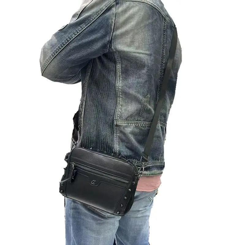 2025 Y3 PPCLEE حقيبة ساعي PU للرجال والنساء، حقيبة كروس ببرشام للتنقل في الهواء الطلق والملابس اليومية غير الرسمية #4