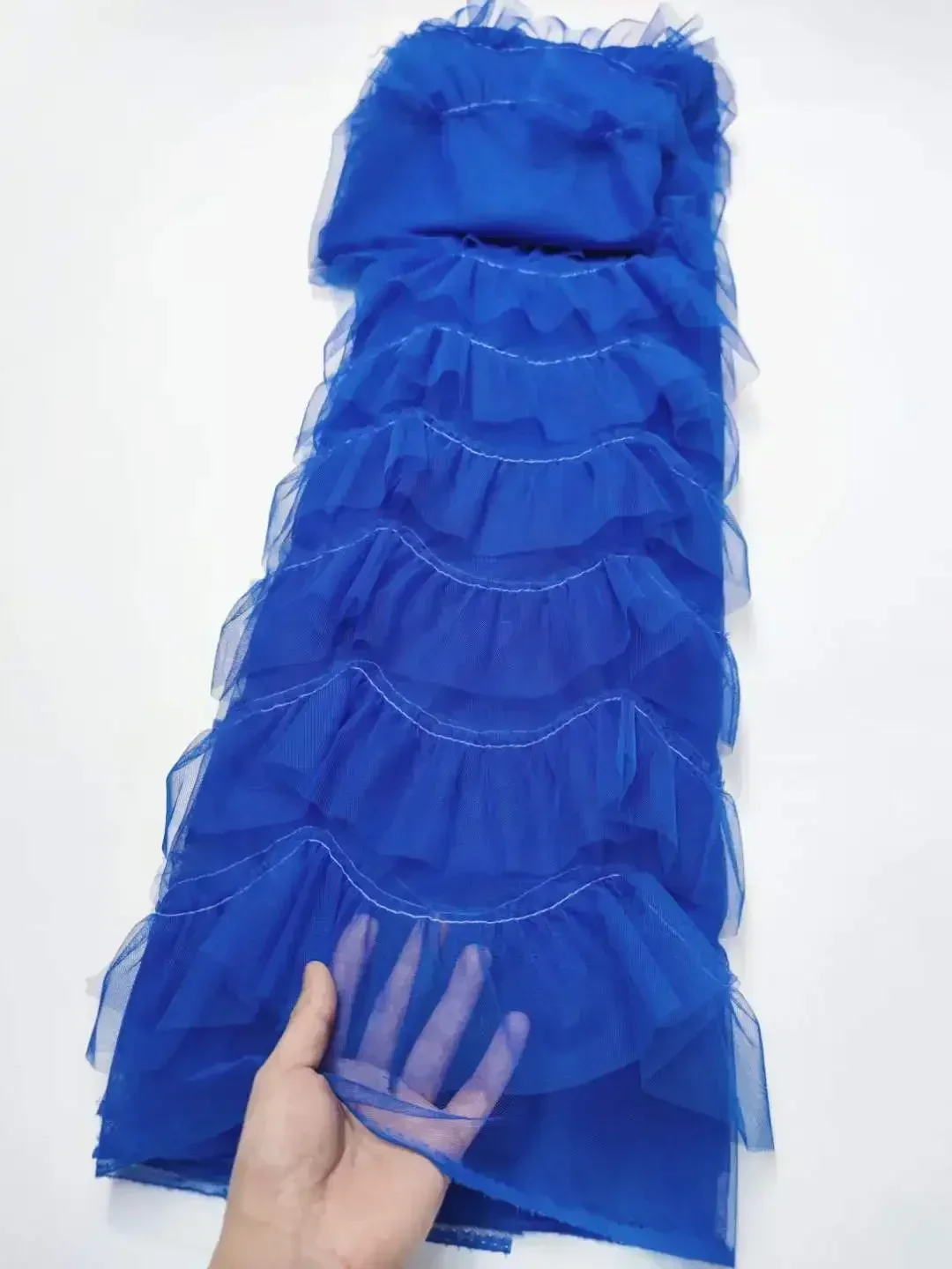 

2025High Quality Newest Mesh Chiffon Layered Ruffles Elegant See Lace Fabric Thru Tulle Fluffy Tiered Tulle Women 5 Yards fabric