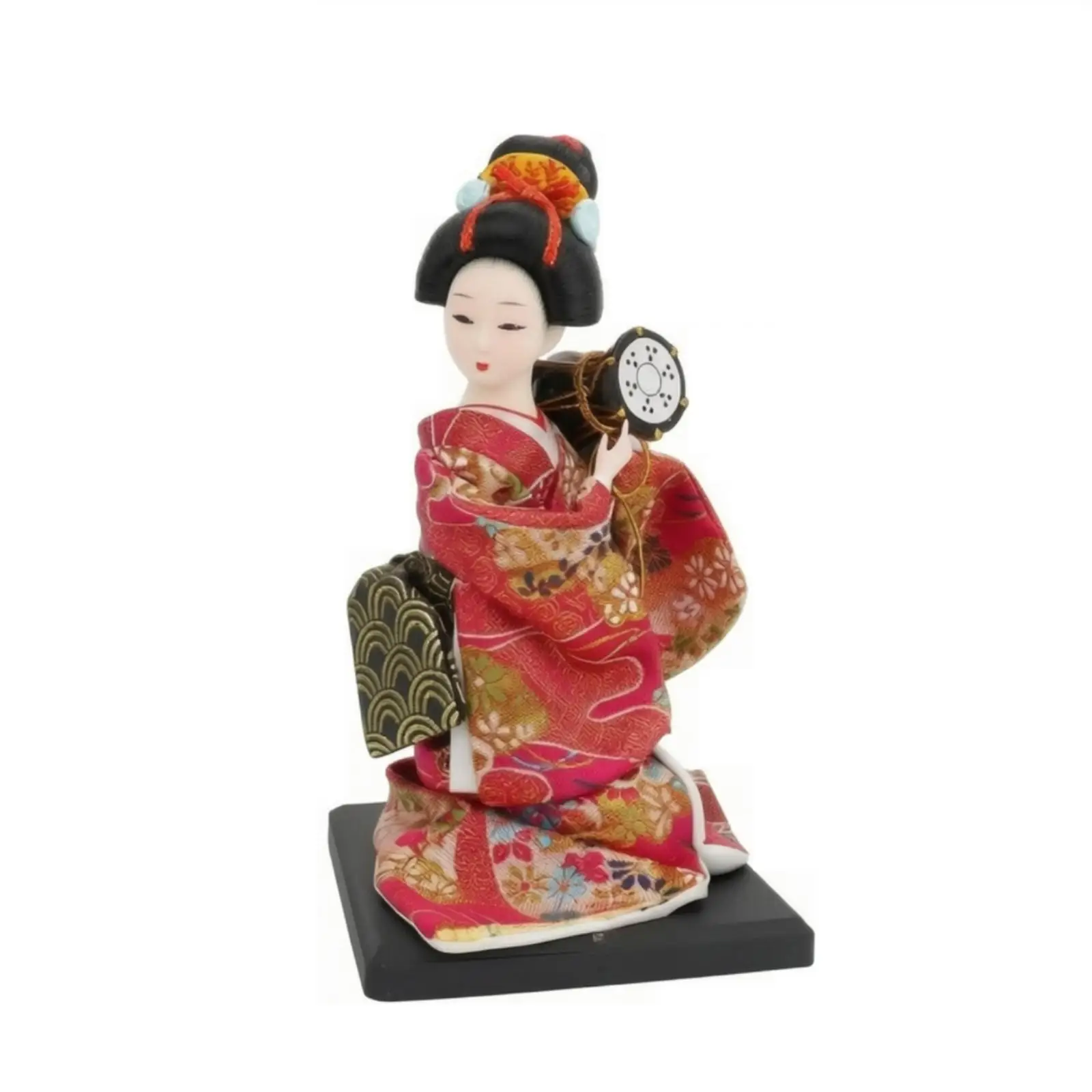 Handmade Geisha-Style Textile Doll Handcrafted Geisha Doll with Display Base Traditional Traditional Japanese Lady Figurine