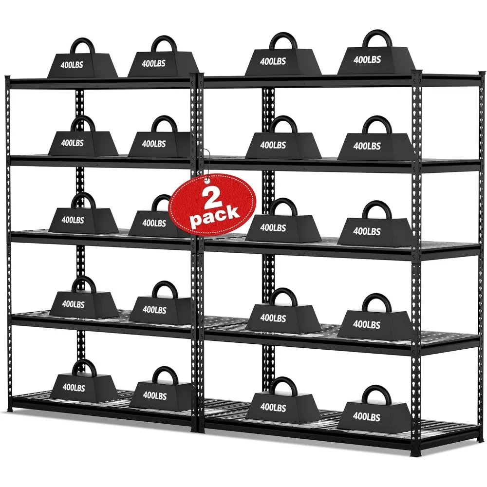 

5-Tier Metal Shelving Unit, 48”W x 24”D x 72”H, Heavy Duty Adjustable Garage Shelving, 4000 lbs Load Capacity (Total), Storage