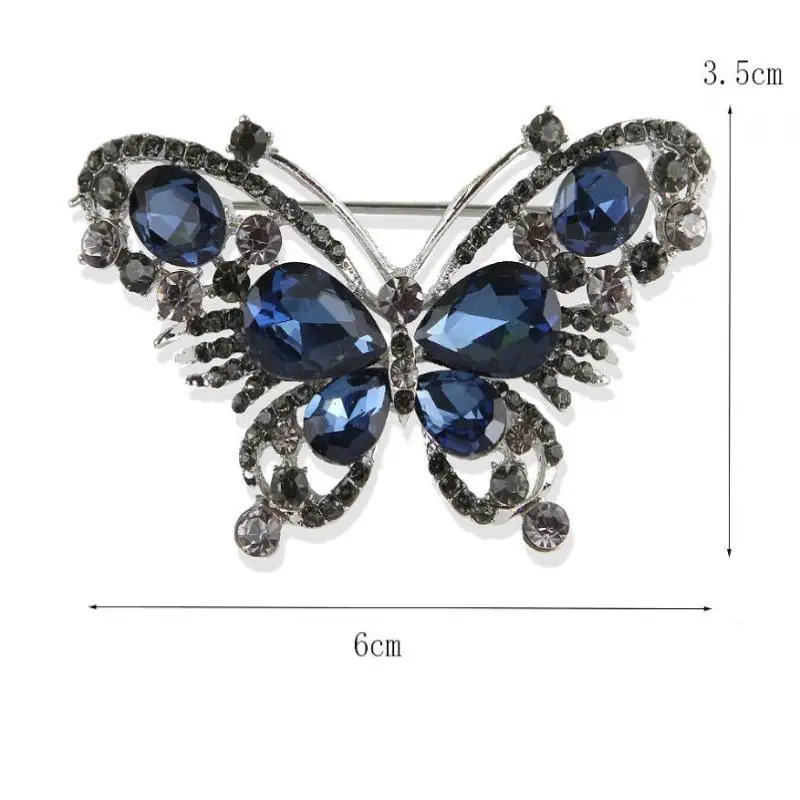 Broches de mariposa de cristal con diamantes de imitación a la moda para mujer, ropa, abrigo, accesorios de fiesta, regalos