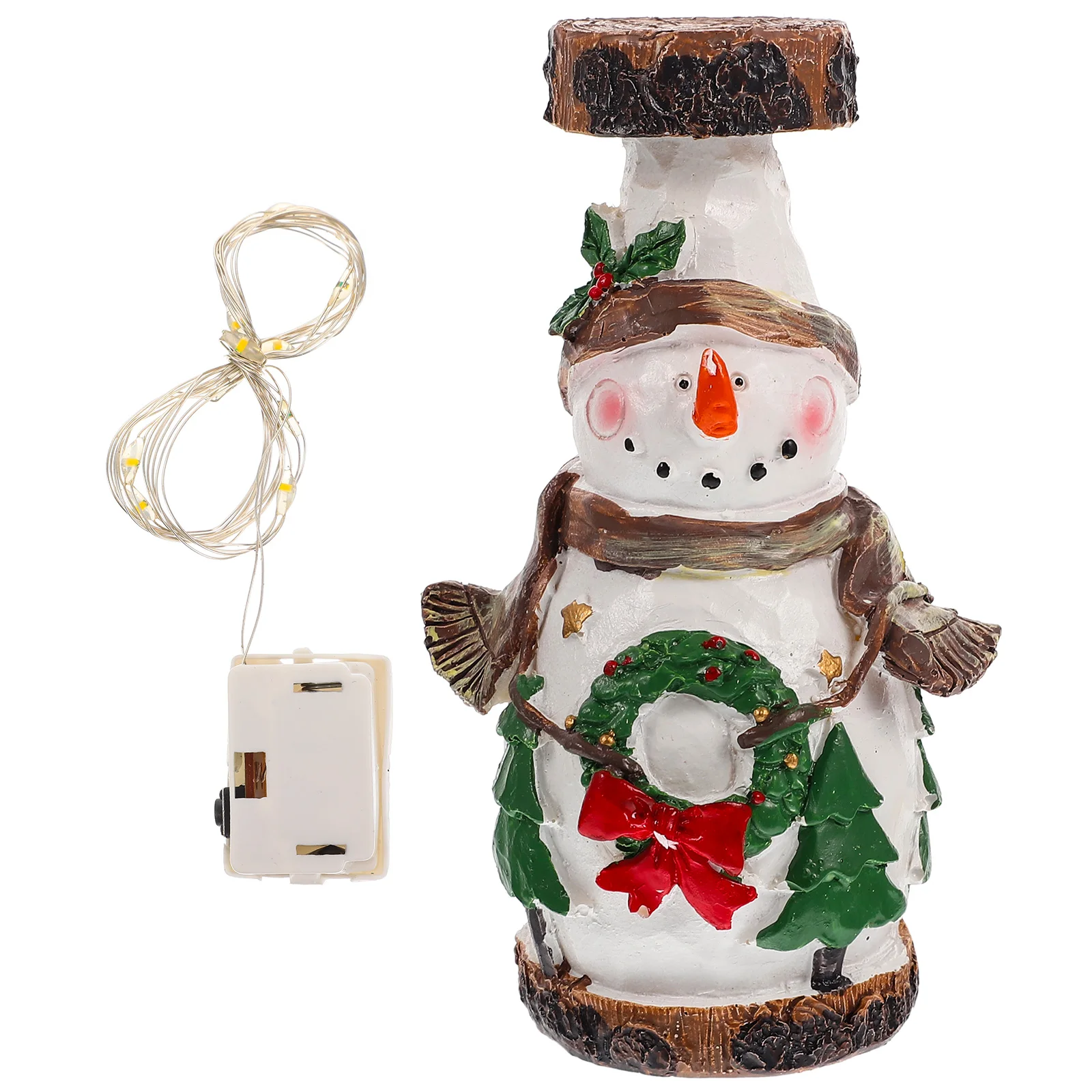 

1Set Rustic Resin Candleholder Glowing Wood Imitation Stand Xmas Decoration Desktop Ornament Xmas Candleholder