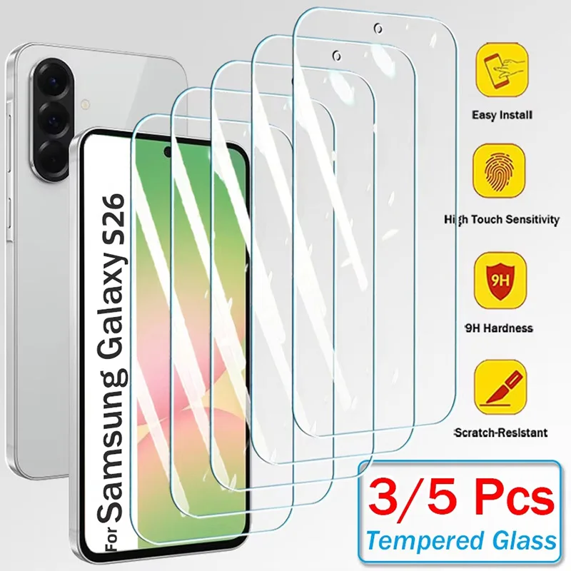 3/4/5PCS Tempered Glass Screen Protector For Samsung Galaxy S26 Ultra S25 S24 S23 S22 Plus Fingerprint Unlock Protective Glass
