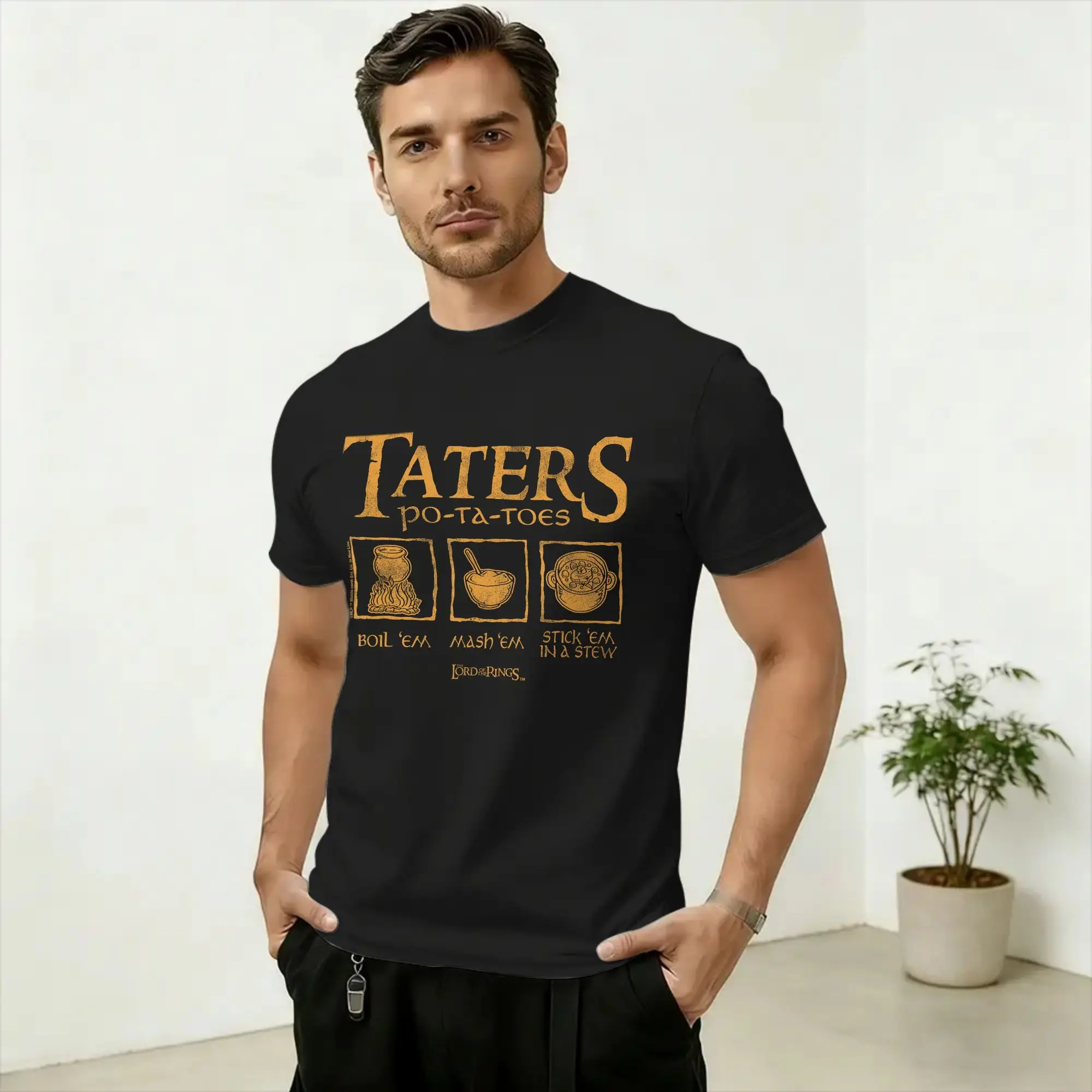 Lords of the Ringss Taters 100 Cotton T-Shirt For Couple Beach  Vintage T-Shirts Round Neck Fashion Tees Oversized Loose Tops