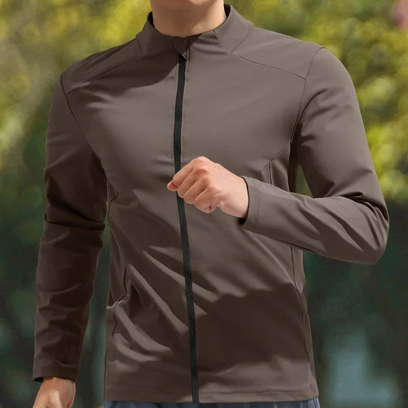 

Sports Jacket Men New Comfort Softness Quick-Dry Stretch Collar Cardigan Outdoor Training Fitness Running Cycling Tops Gym