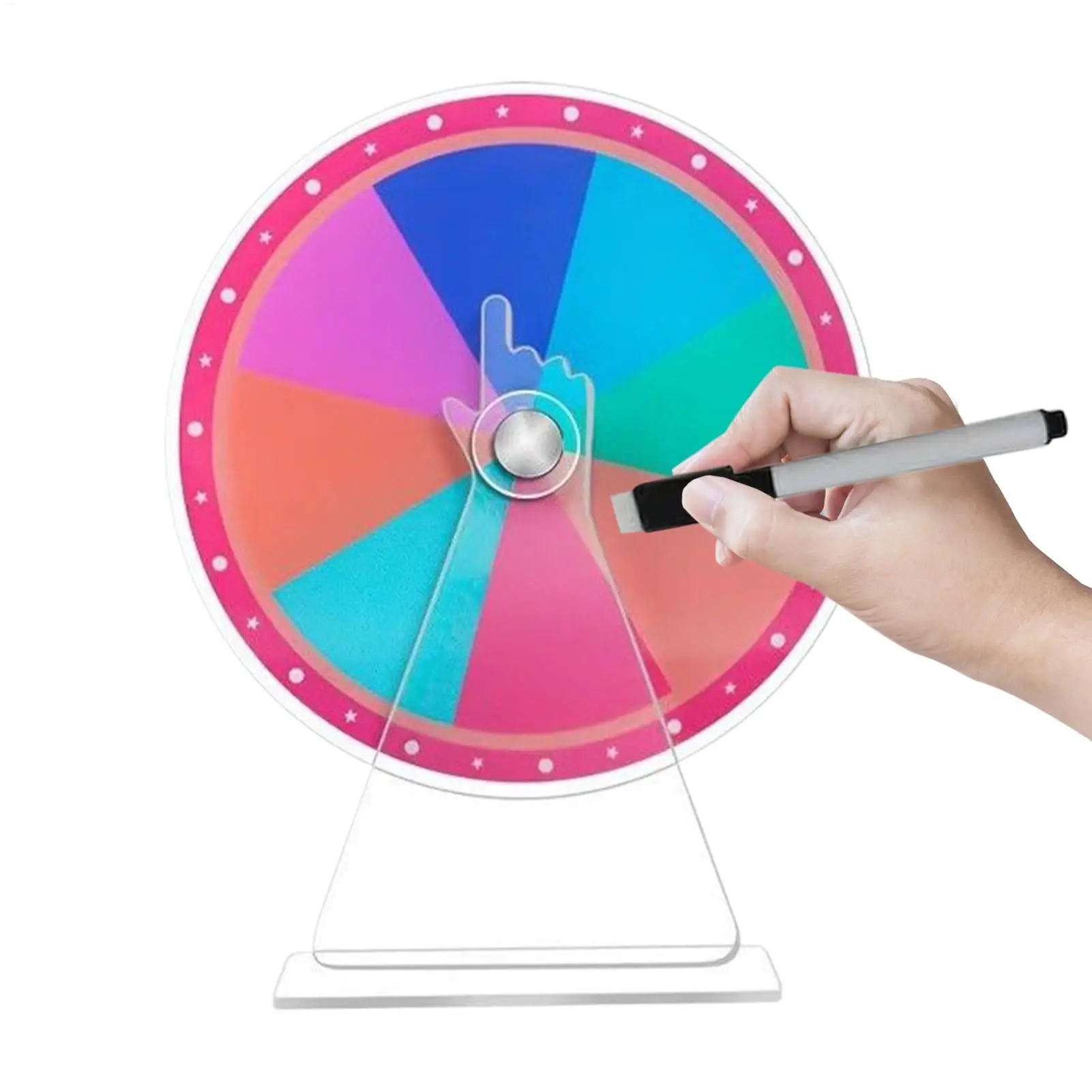Prize Wheel DIY Interactive Spin Wheel with Board Eraser and Pen Erasable Tabletop Roulette Spinner for Home Show Carnival Party