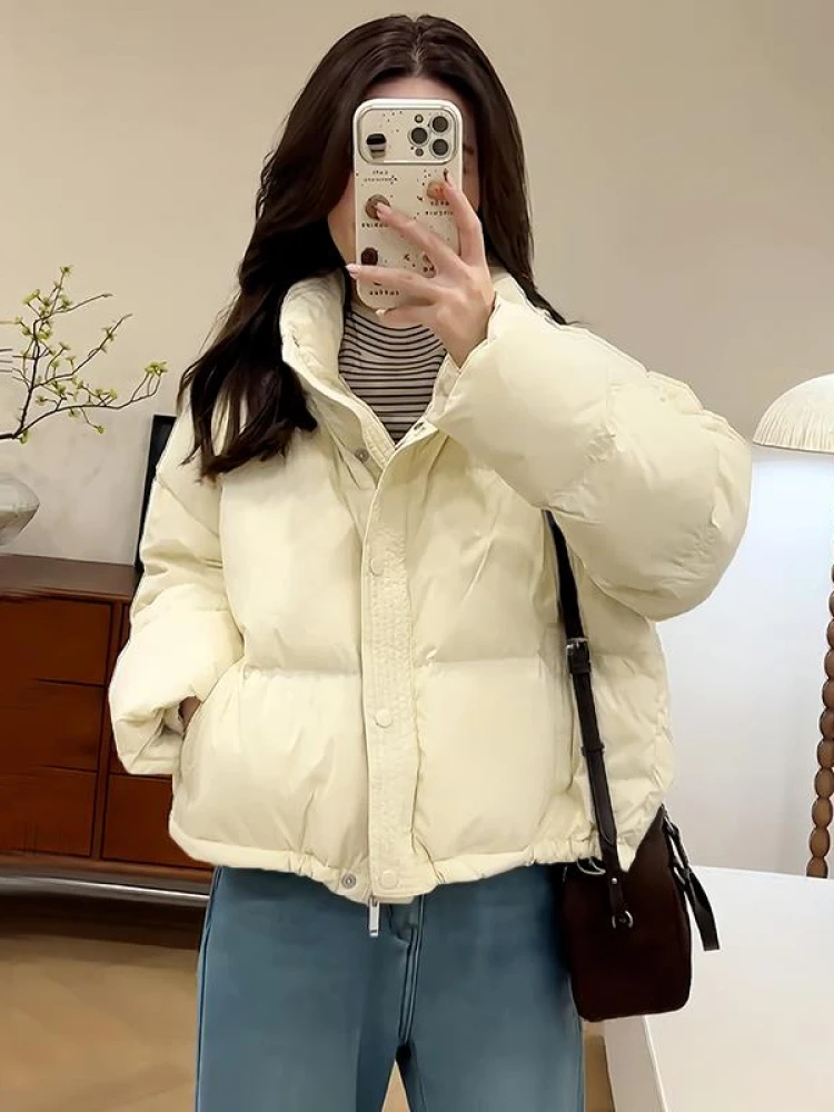 

Thiened ort Padded Jaet Women's Korean Sle Bread Coat Hat Durable Material Easy Care Ideal for Autumn Winter Seasons