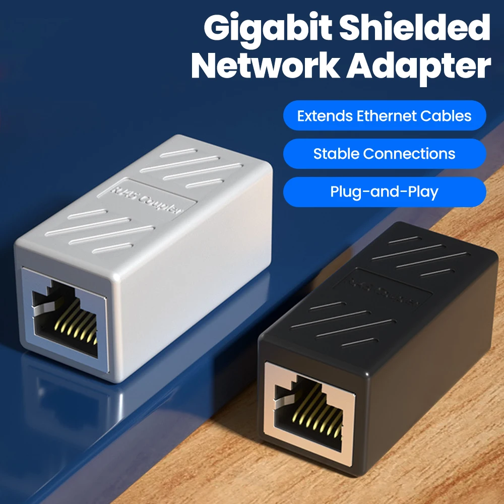 Gigabit RJ45 Ethernet Extension Straight Head Connector Network Cable Docking Adapter Extension Converter Female to Female