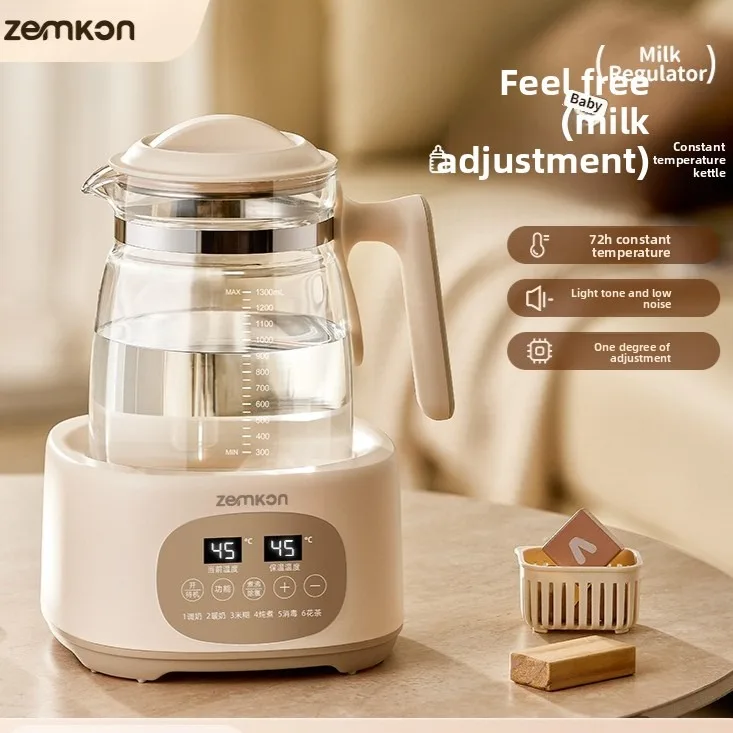 

Zemkon glass thermostatic pot baby milk warmer and conditioner 1.3L household stew integrated multi-functional health pot