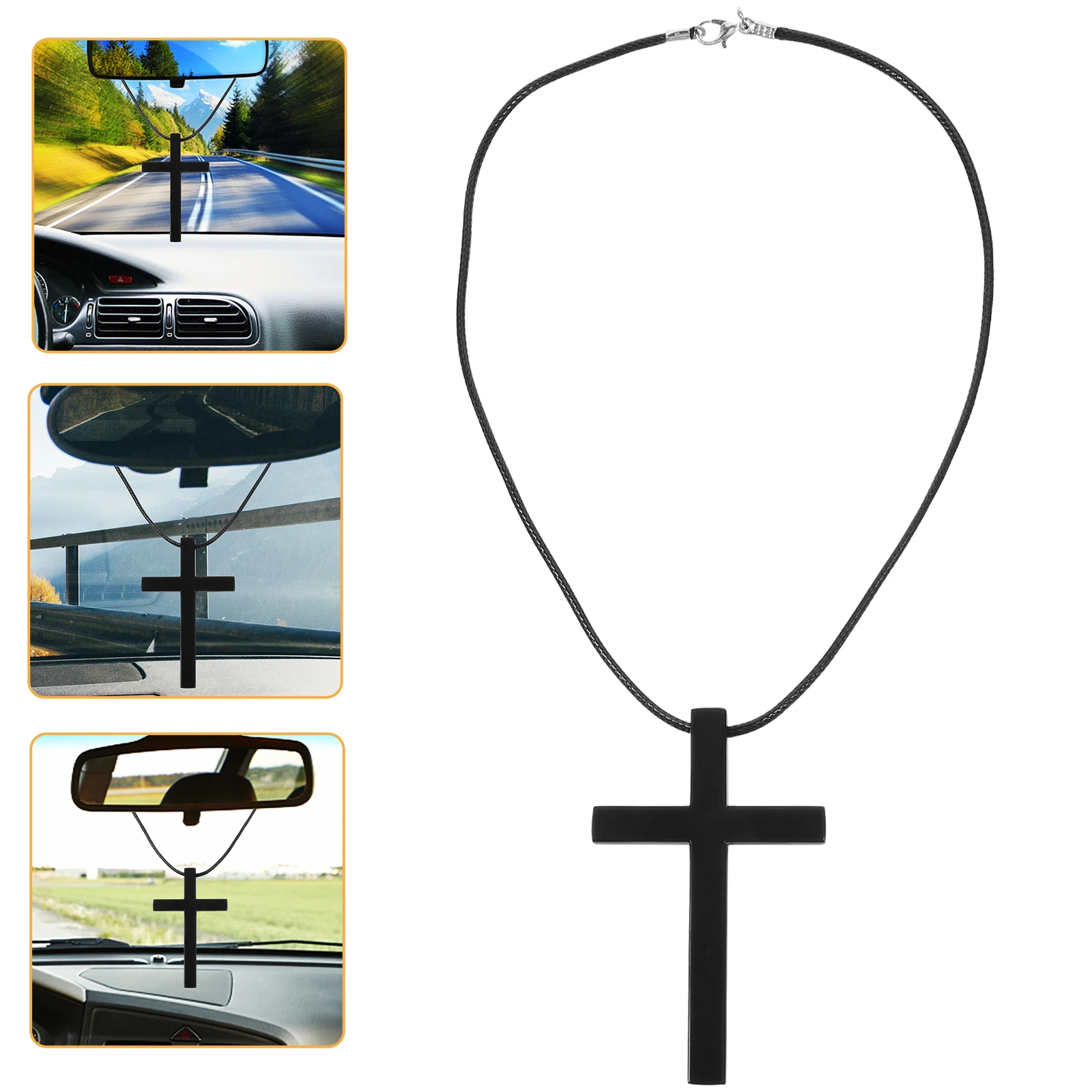 

Cross Decoration Rear Hanging Ornament View Car Rear View Mirror Accessories Supply Black Car Supply Accessories
