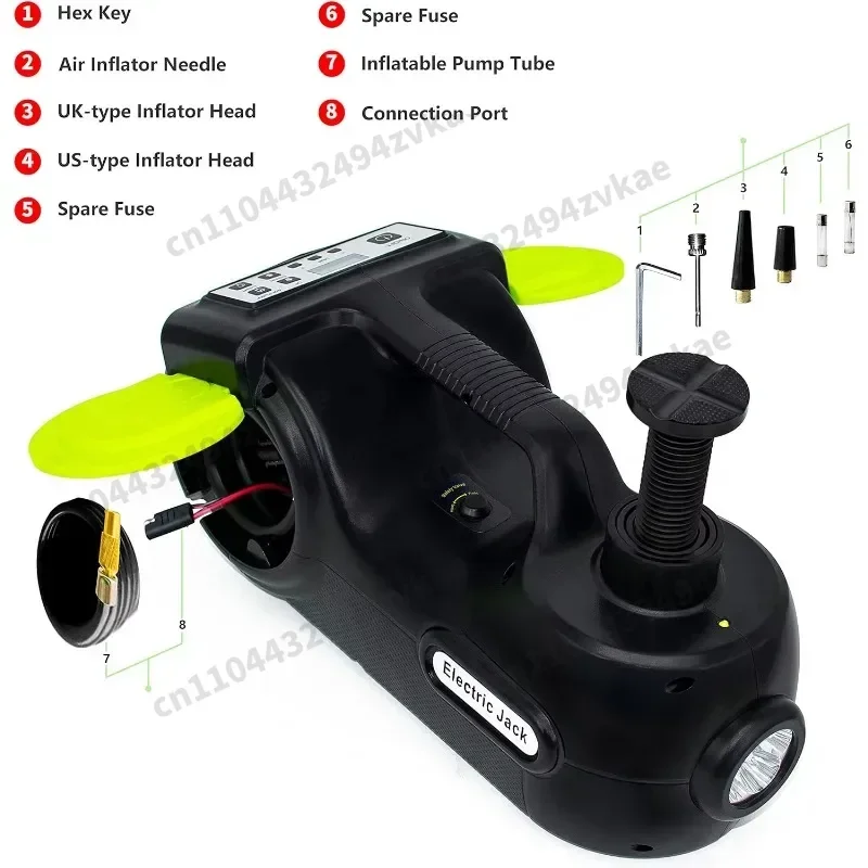 Electric Car Jack 5 Ton with Electric Impact Wrench,with LCD&Tire Pressure Display Hydraulic Electric Car Jack Kit