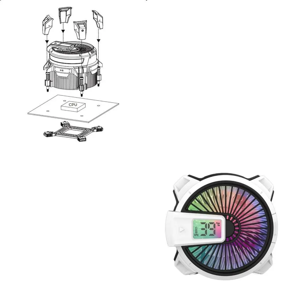 

652F CPU Air Cooling Fan With Temperature Display And 90mm ARGB Fan, Enhances By 40mm Heat Column For Small PCs
