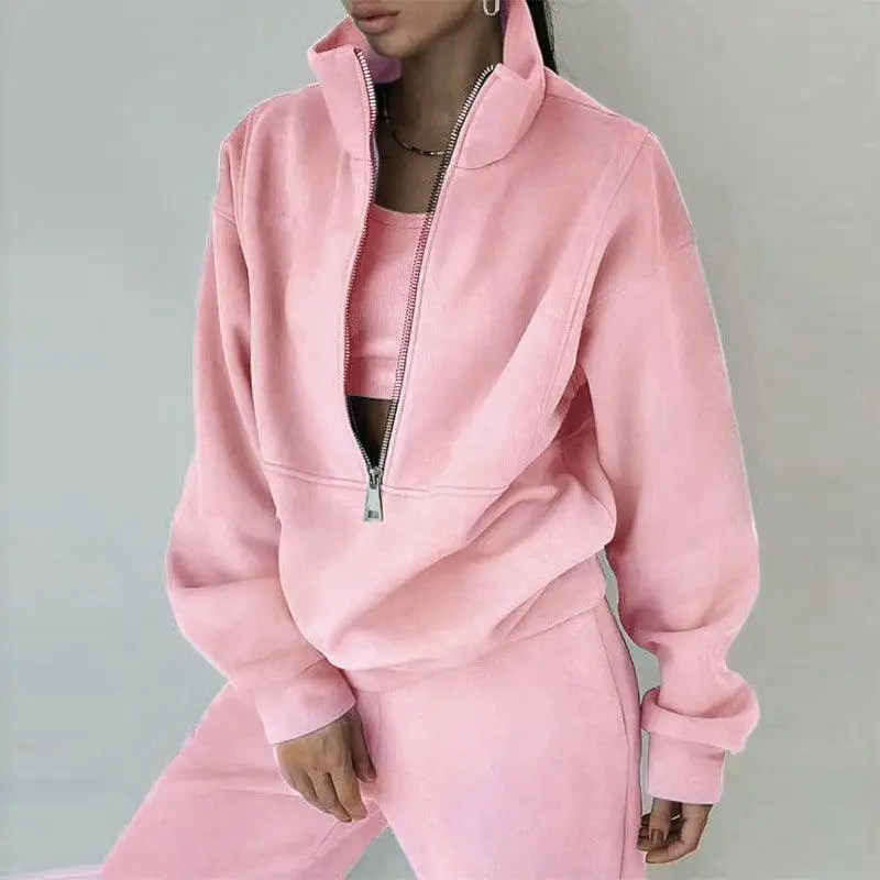 กางเกงขายาวลำลองสไตล์สตรีทแฟชั่นสำหรับผู้หญิง ซิปหน้า เอวกลาง-ต่ำ ผ้า PVC สีพื้น ใส่ได้ในฤดูหนาว